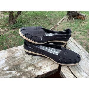 Grasshoppers Getaway Cutout Open Wedge Loafers 7M Black Slip On Comfort